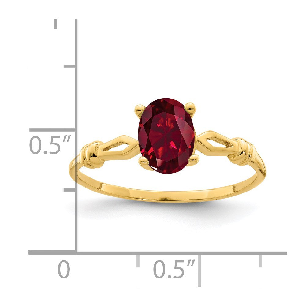 14k 7x5mm Oval Created Ruby ring