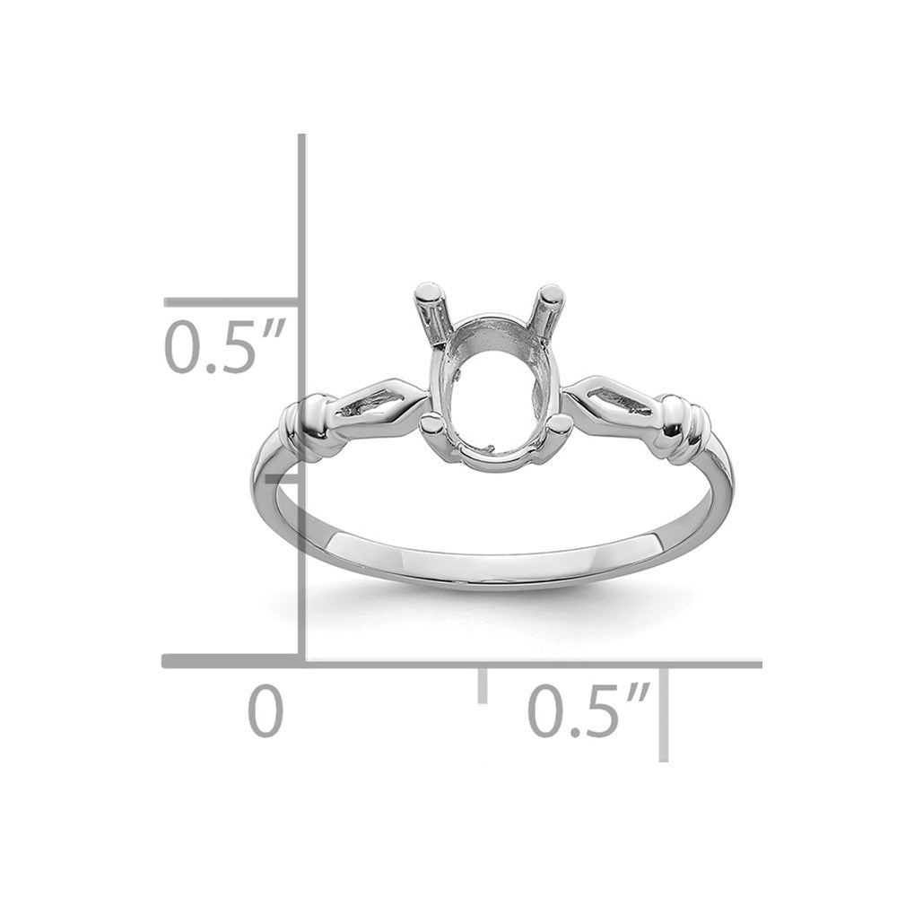 14k White Gold 7x5mm Oval Gemstone Ring Mounting