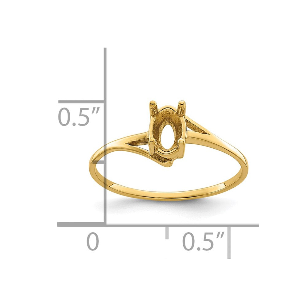 14k 6x4mm Oval Gemstone Ring Mounting