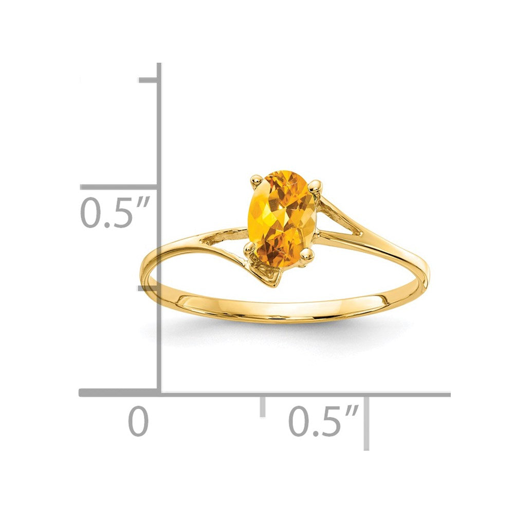 14k 6x4mm Oval Citrine ring