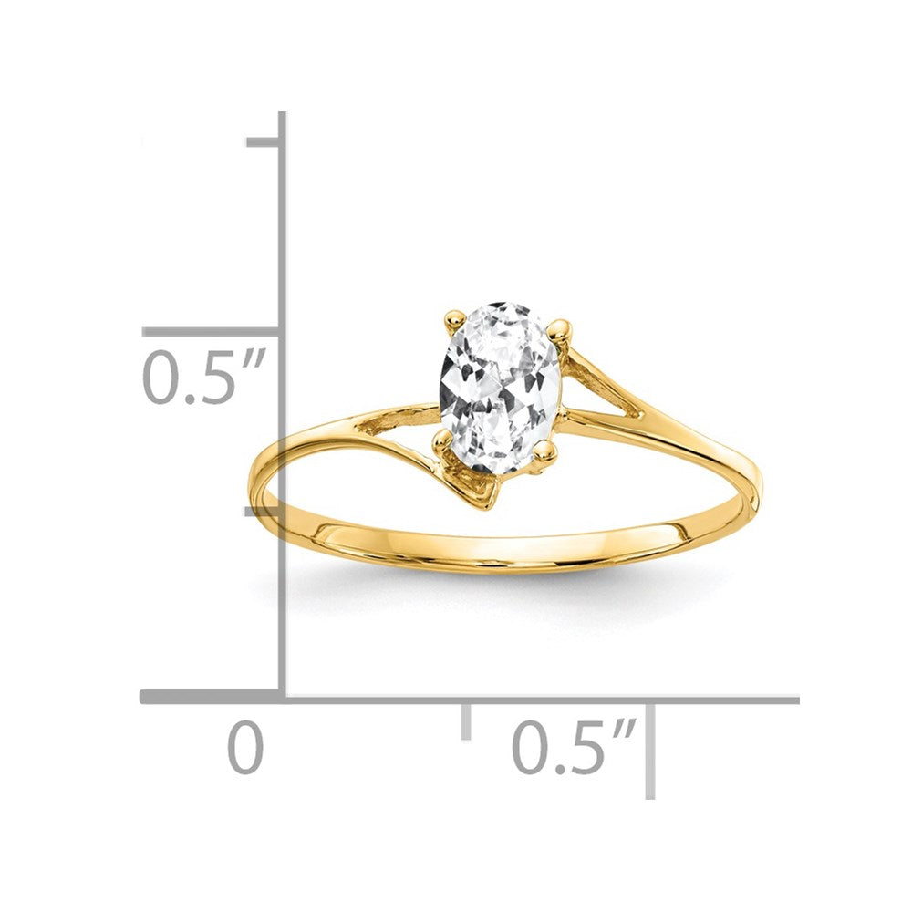 14k 6x4mm Oval Cubic Zirconia ring
