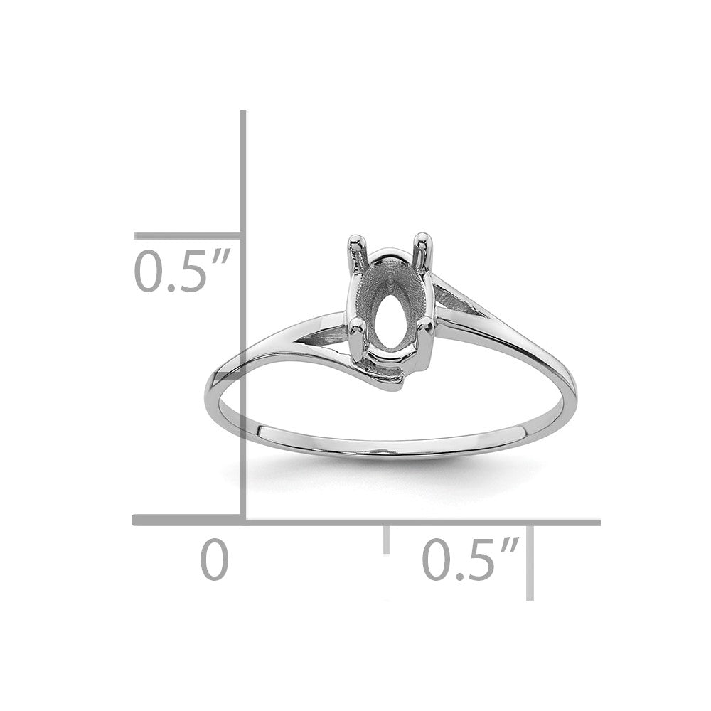 14k White Gold 6x4mm Oval Gemstone Ring Mounting