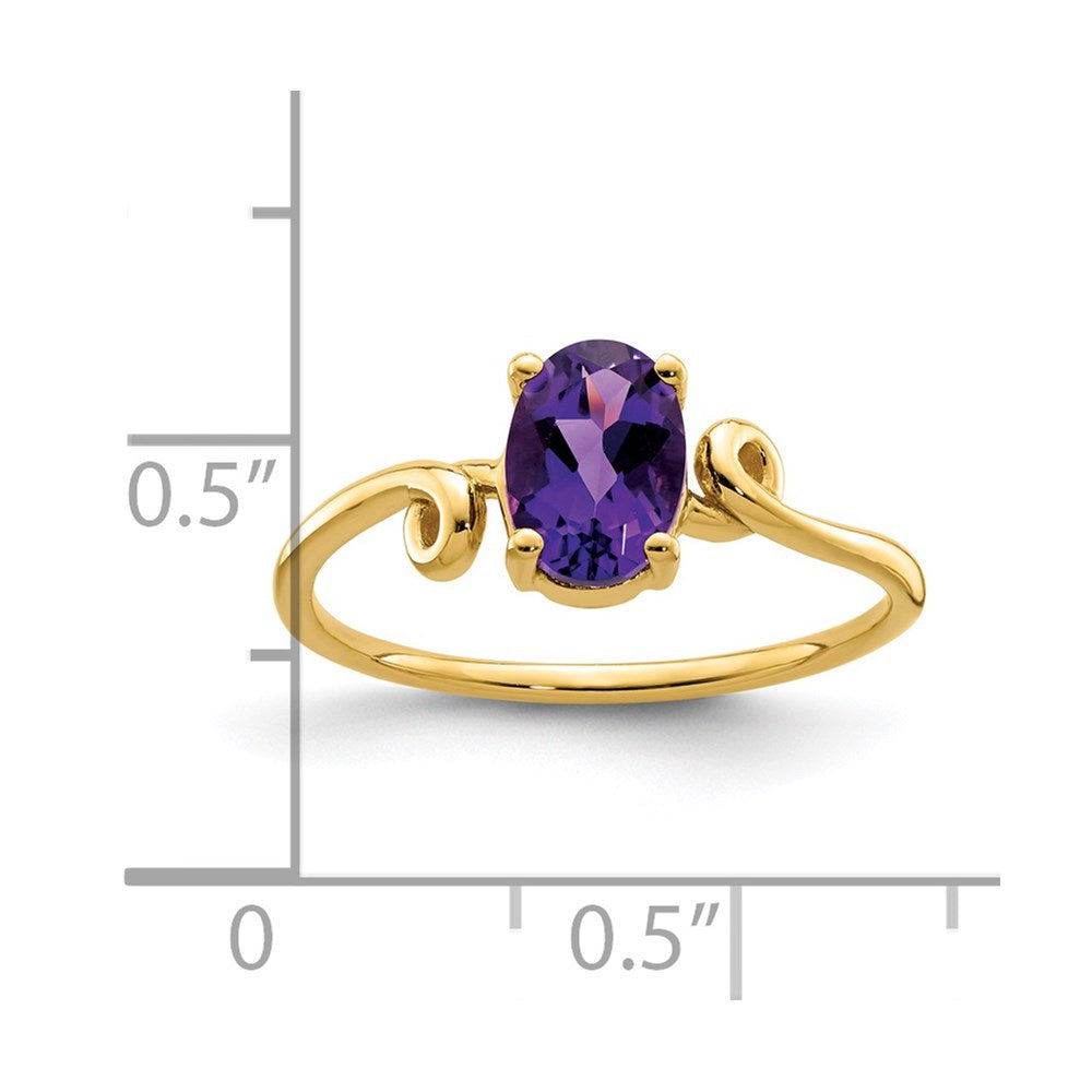 14k 7x5mm Oval Amethyst Checker ring