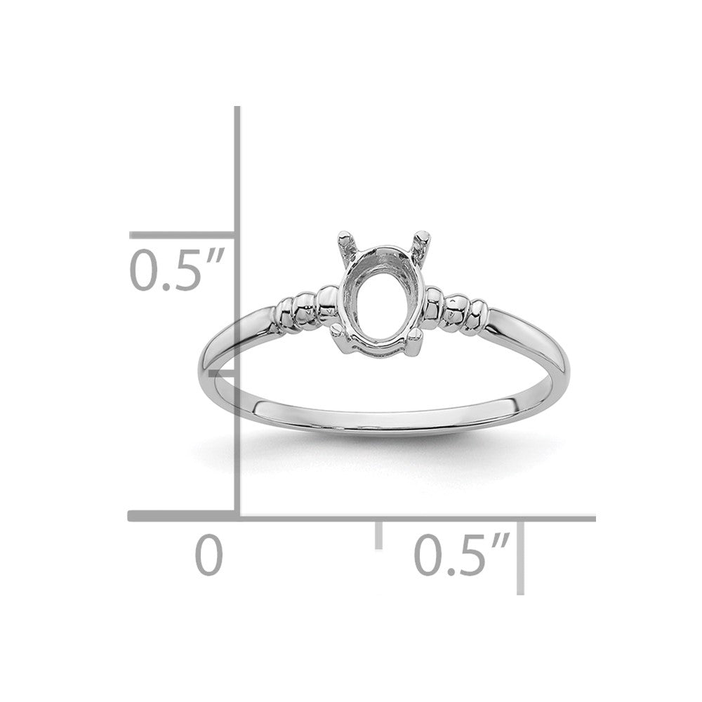 14k White Gold 6x4mm Oval Gemstone Ring Mounting