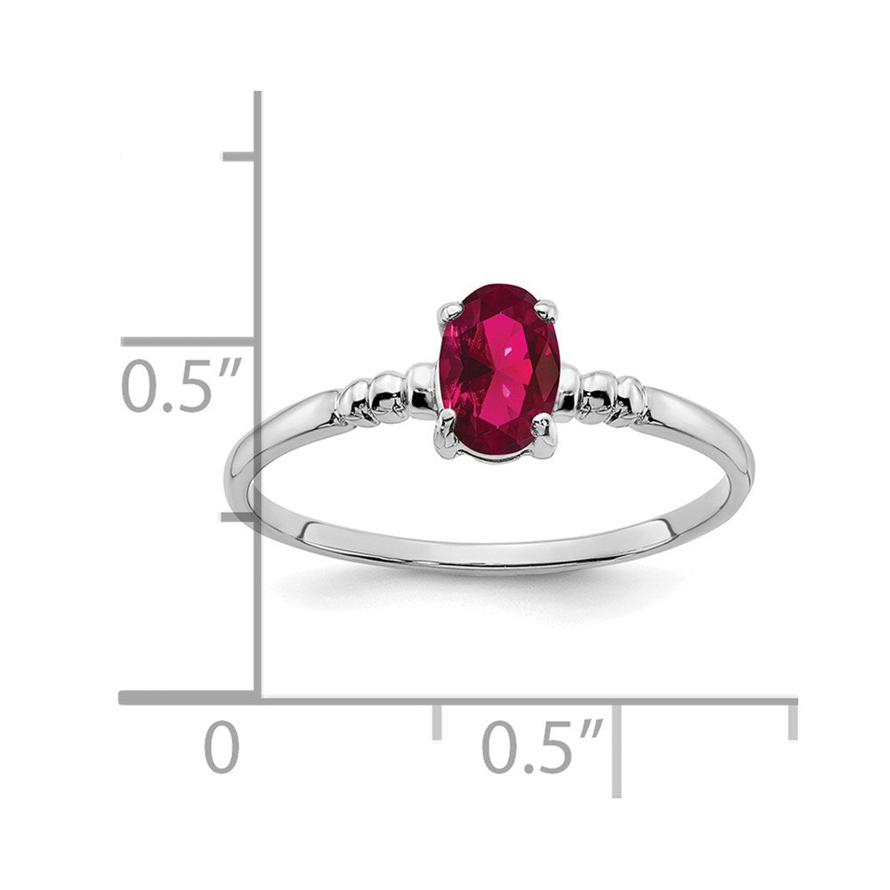 14k White Gold 6x4mm Oval Created Ruby ring