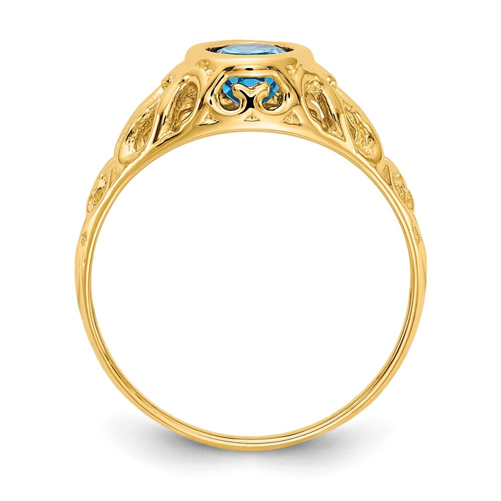 14k 7x5mm Oval Blue Topaz ring