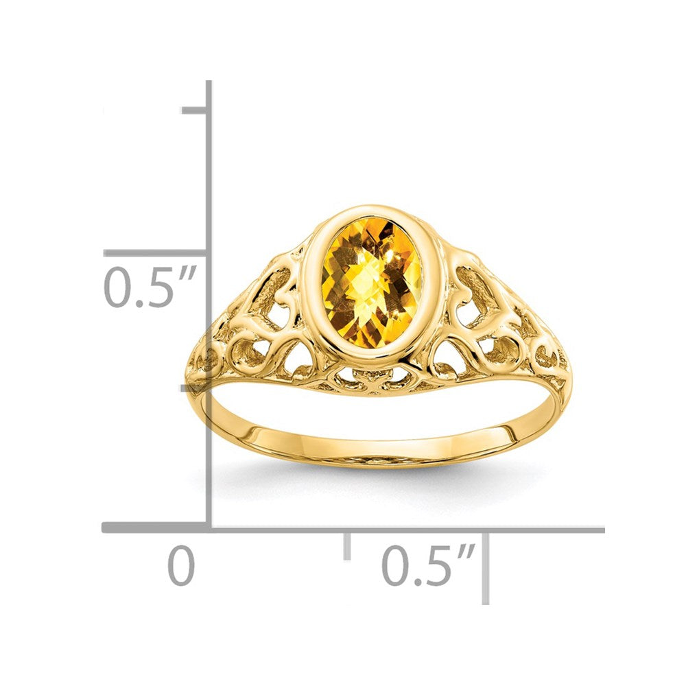 14k 7x5mm Oval Citrine Checker ring