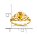 14k 7x5mm Oval Citrine ring