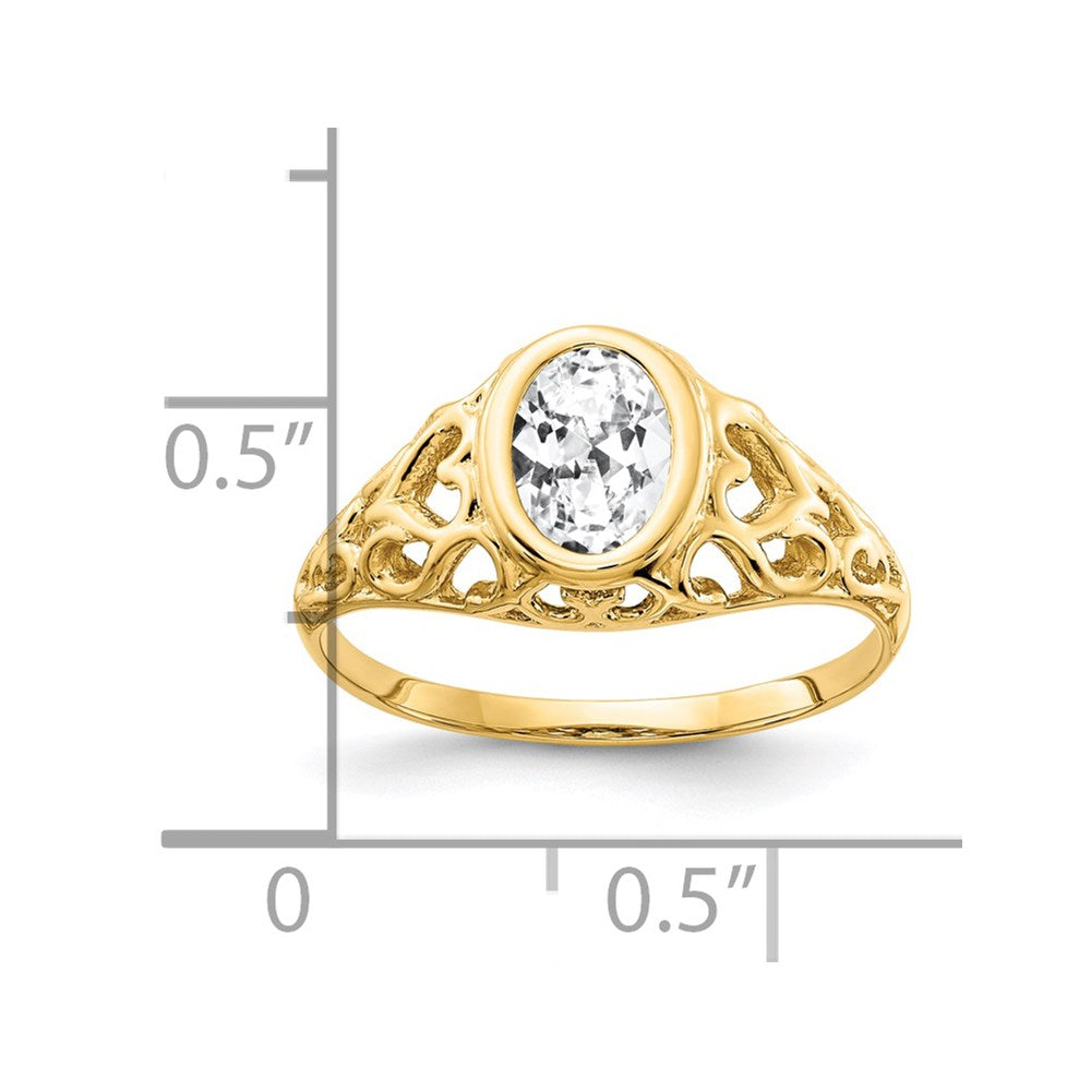 14k 7x5mm Oval Cubic Zirconia ring