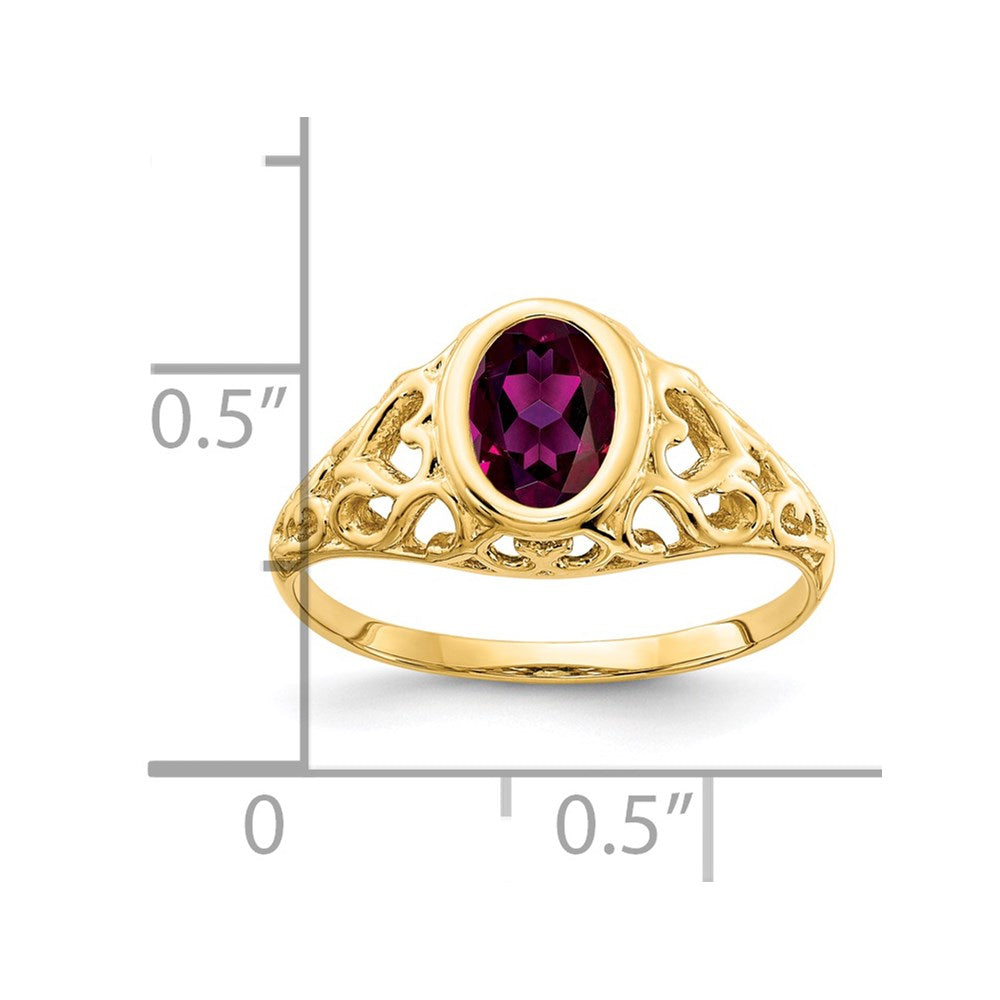 14k 7x5mm Oval Rhodolite Garnet ring