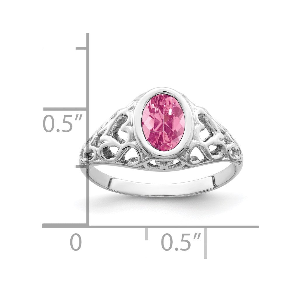 14k White Gold 7x5mm Oval Pink Tourmaline Ring