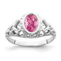 14k White Gold 7x5mm Oval Pink Tourmaline Ring