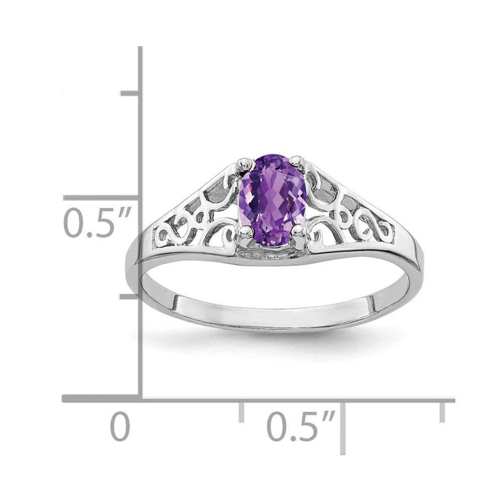 14k White Gold 6x4mm Oval Amethyst ring