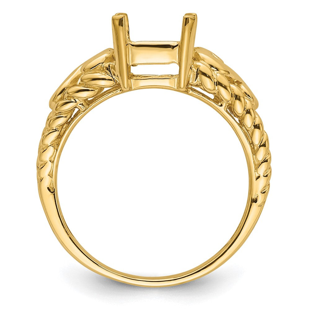 14k 8x6mm Emerald-cut Gemstone Ring Mounting