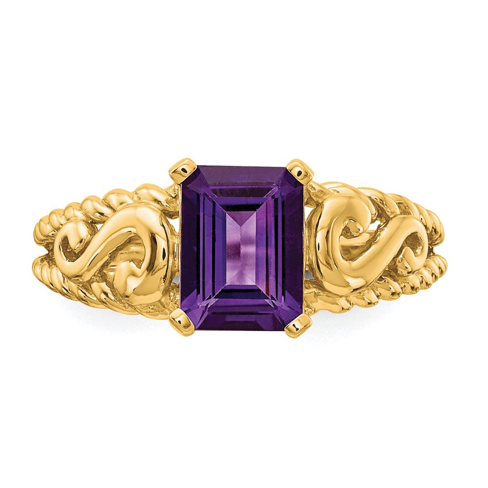 14k 8x6mm Emerald Cut Amethyst ring