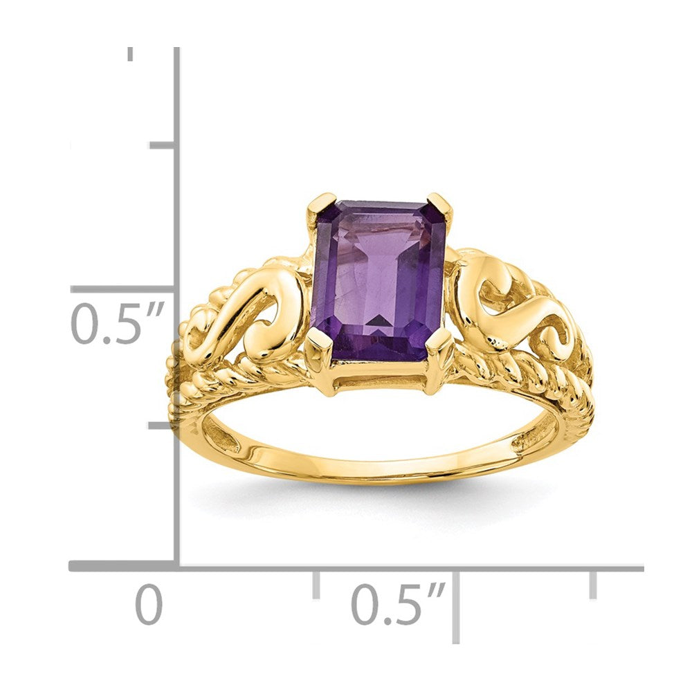 14k 8x6mm Emerald Cut Amethyst ring