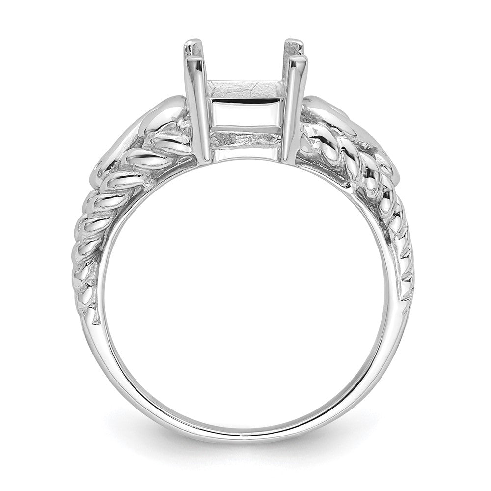 14k White Gold 8x6mm Emerald-cut Gemstone Ring Mounting