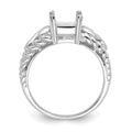 14k White Gold 8x6mm Emerald-cut Gemstone Ring Mounting