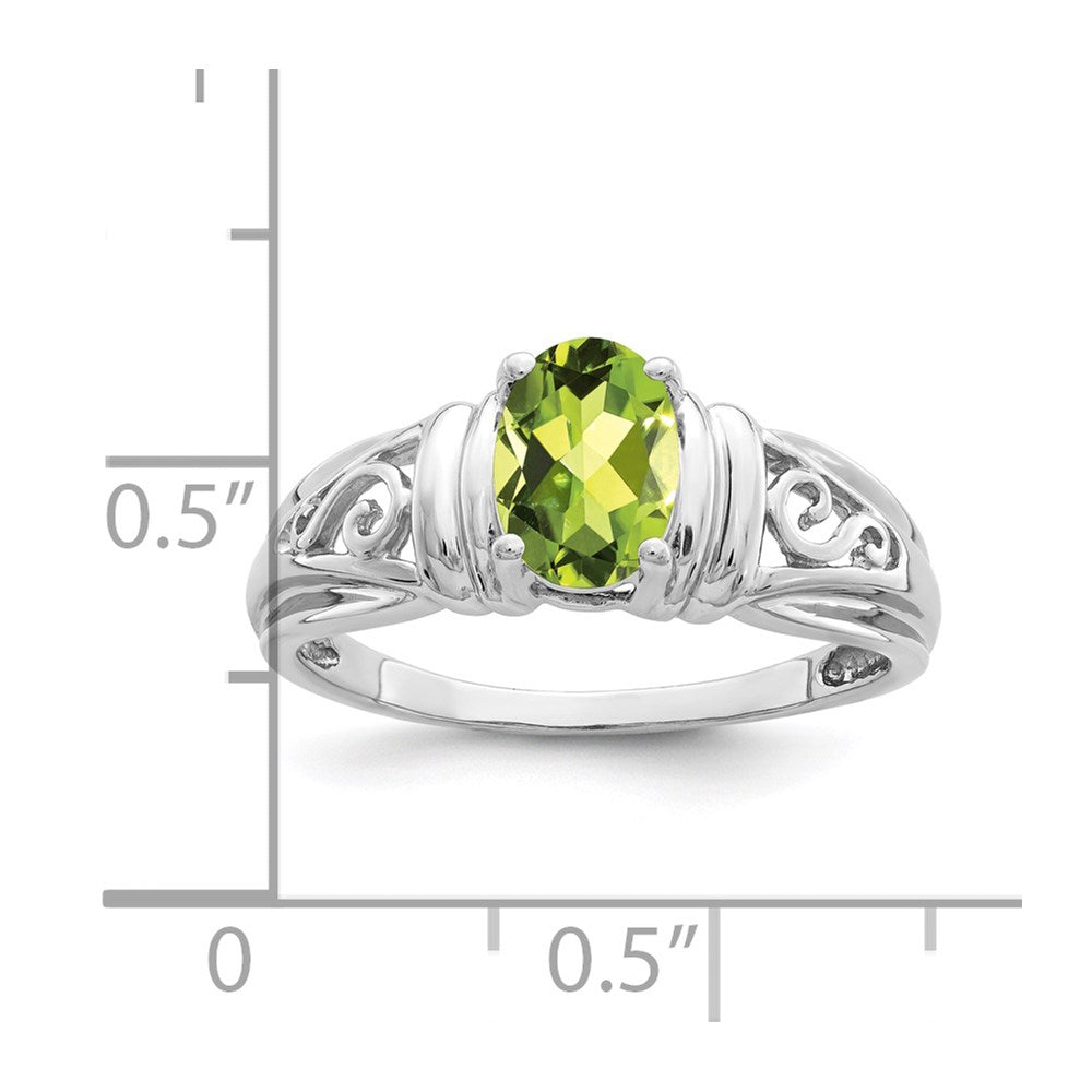 14k White Gold 7x5mm Oval Peridot ring