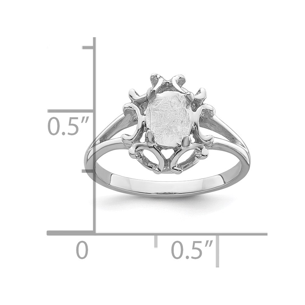 14k White Gold 7x5mm Oval Gemstone Ring Mounting