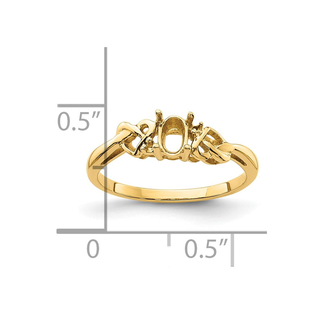 14k Diamond / 6x4mm Oval Gemstone Ring Mounting