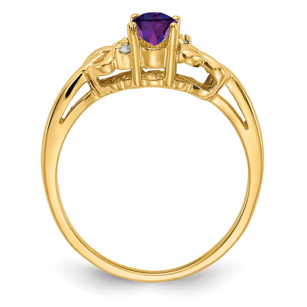 14k 6x4mm Oval Amethyst A Diamond ring
