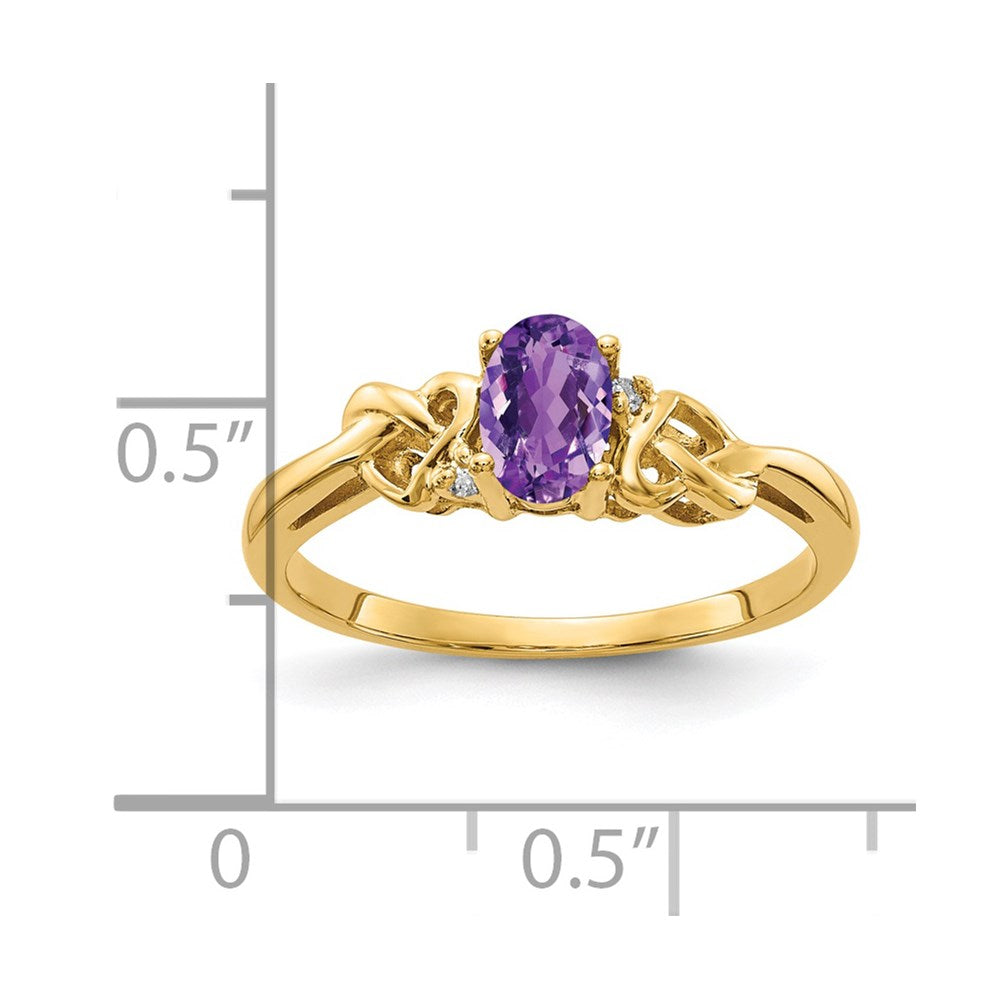 14k 6x4mm Oval Amethyst AAA Diamond ring