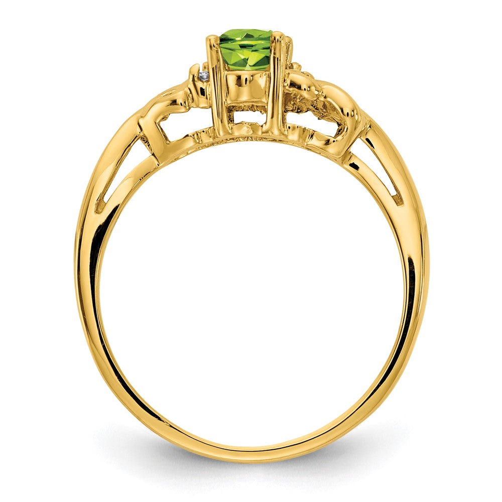 14k 6x4mm Oval Peridot VS Diamond ring