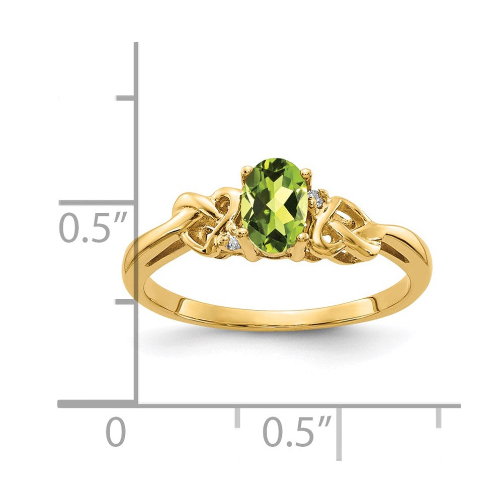 14k 6x4mm Oval Peridot A Diamond ring
