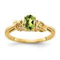 14k 6x4mm Oval Peridot A Diamond ring