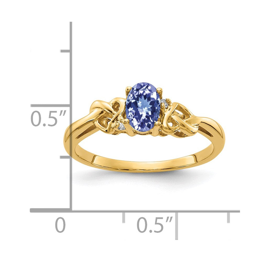14k 6x4mm Oval Tanzanite A Diamond ring