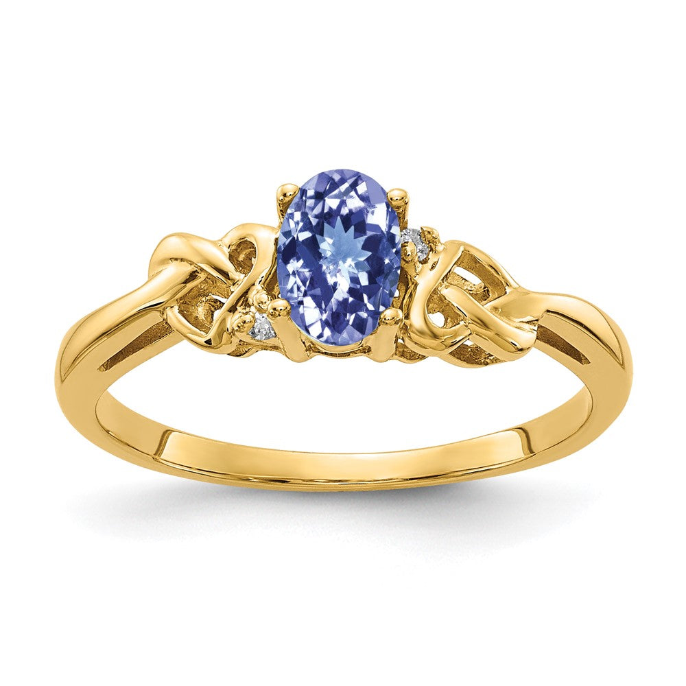 14k 6x4mm Oval Tanzanite AA Diamond ring