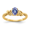 14k 6x4mm Oval Tanzanite A Diamond ring