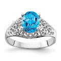 14k White Gold 8x6mm Oval Blue Topaz ring