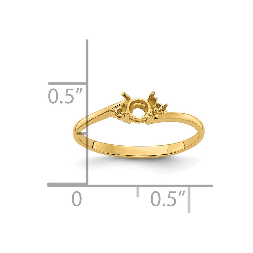 14k Diamond / 4mm Round Gemstone Ring Mounting