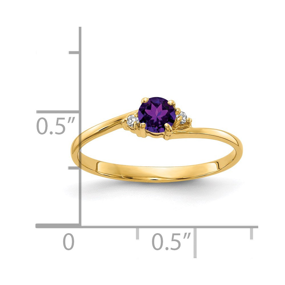 14k 4mm Amethyst A Diamond ring