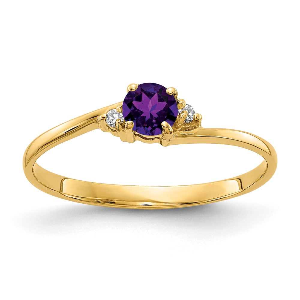 14k 4mm Amethyst A Diamond ring