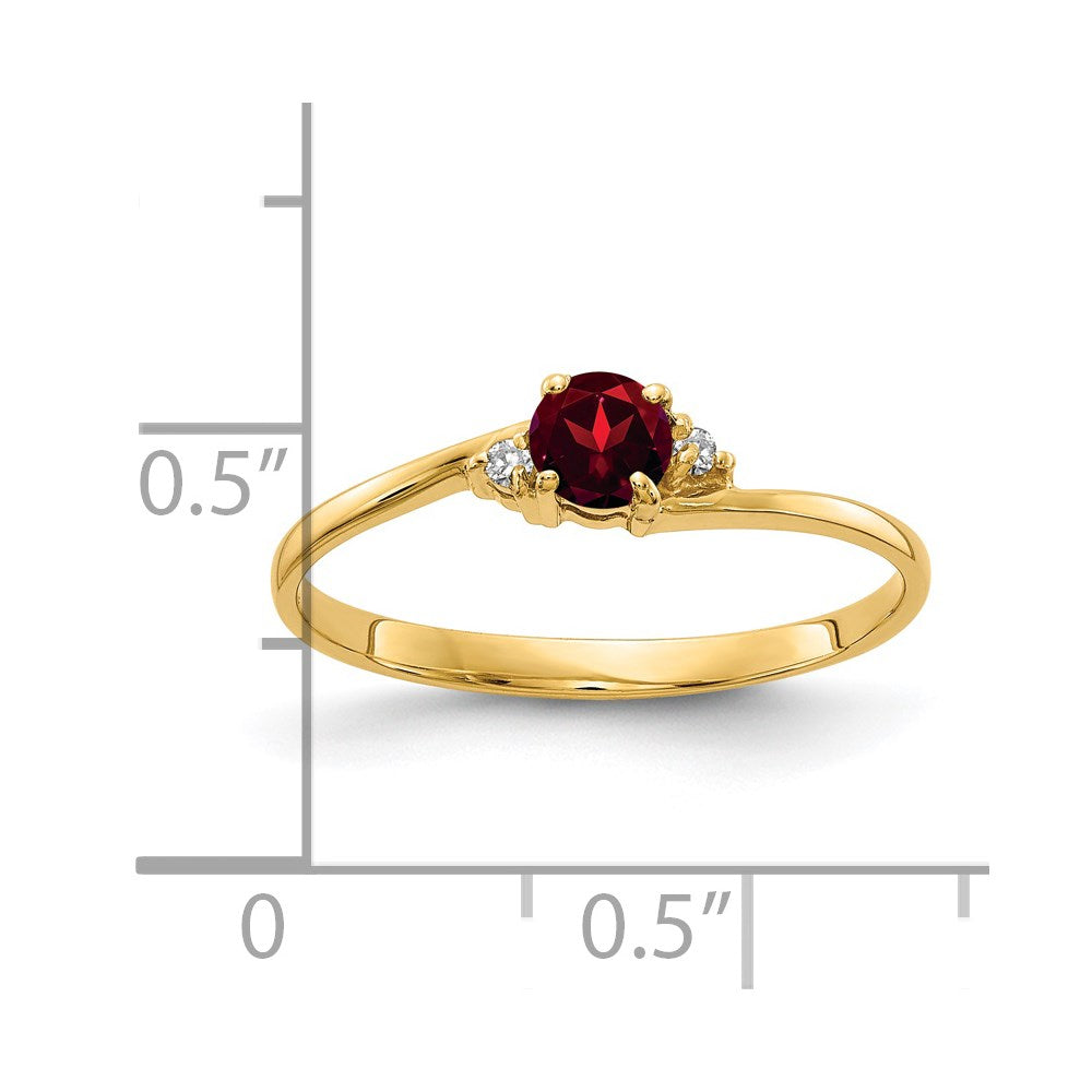 14k 4mm Garnet A Diamond ring
