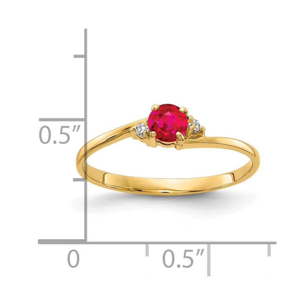 14k 4mm Ruby AA Diamond ring