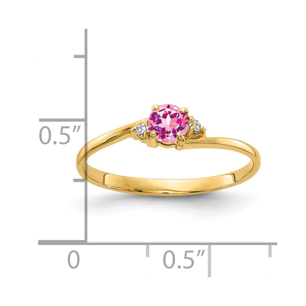 14k 4mm Pink Sapphire A Diamond ring