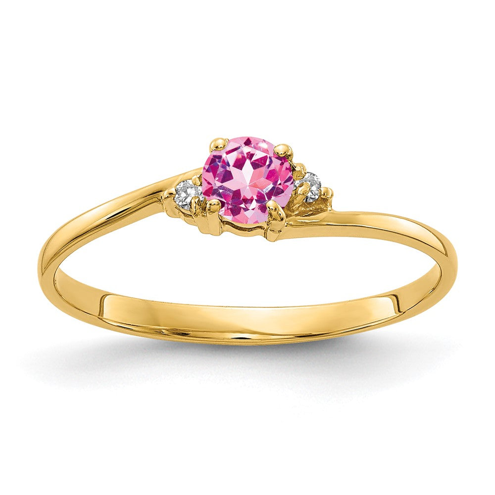 14k 4mm Pink Sapphire VS Diamond ring