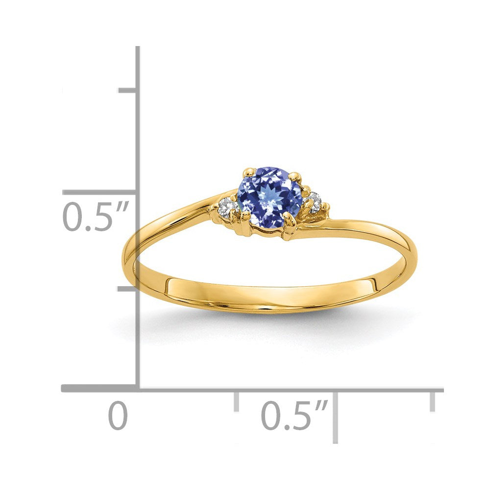 14k 4mm Tanzanite AAA Diamond ring