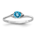 14k White Gold 4mm Blue Topaz VS Diamond ring