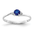 14k White Gold 4mm Sapphire A Diamond ring