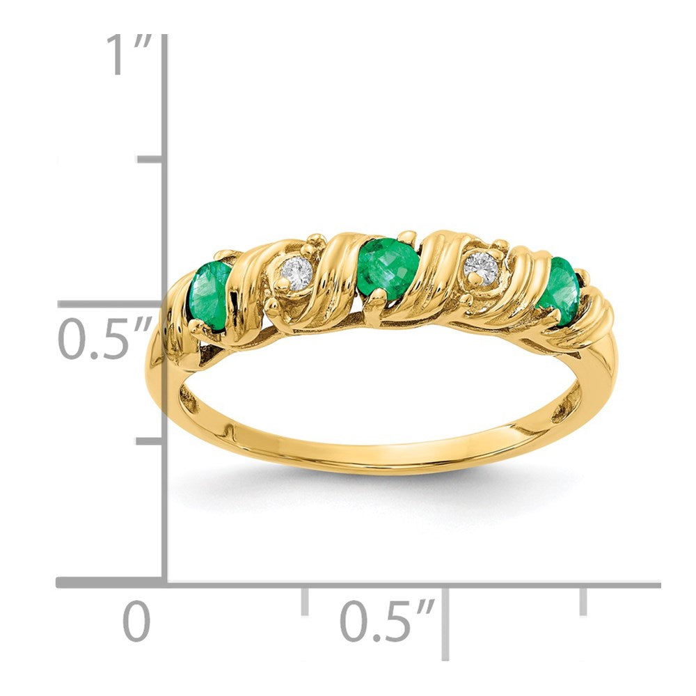 14k 2.75mm Emerald VS Diamond ring