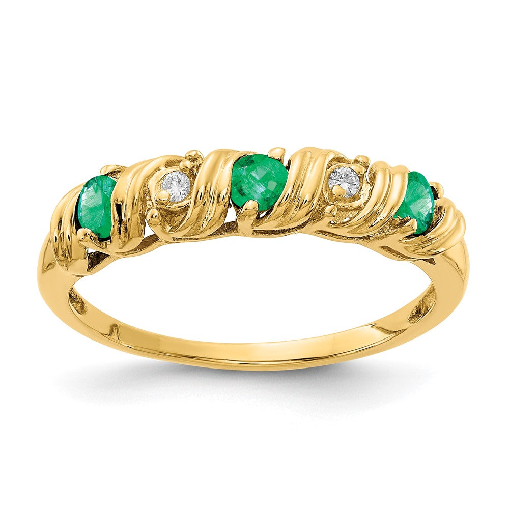 14k 2.75mm Emerald A Diamond ring