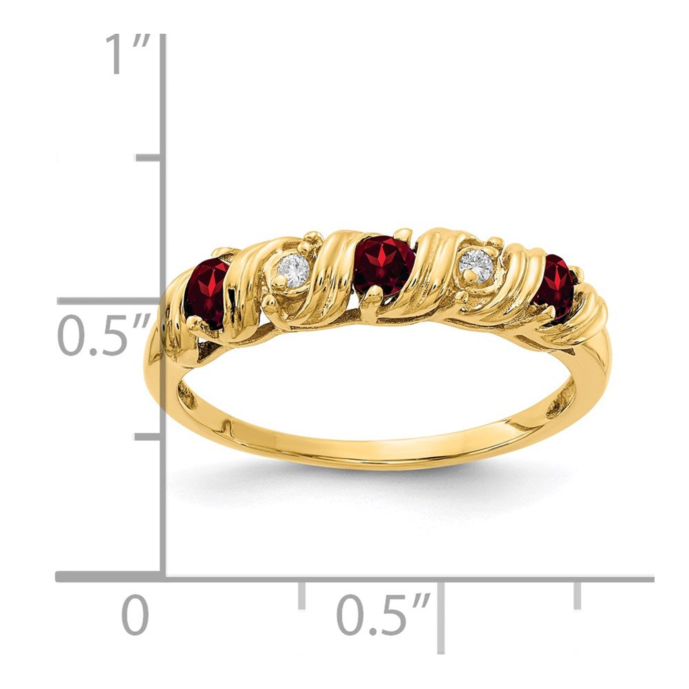 14k 2.75mm Garnet AA Diamond ring
