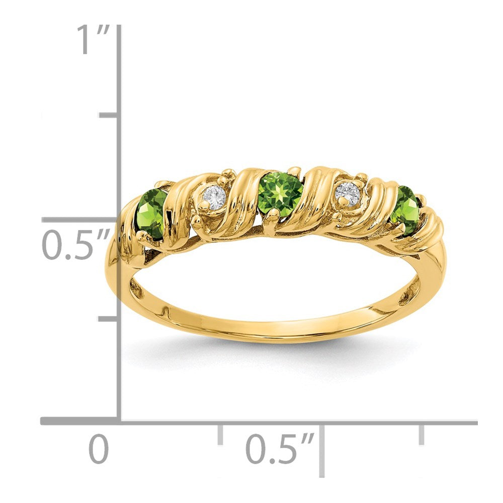 14k 2.75mm Peridot AAA Diamond ring