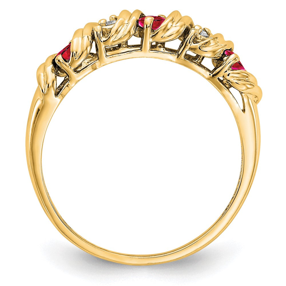14k 2.75mm Ruby AAA Diamond ring