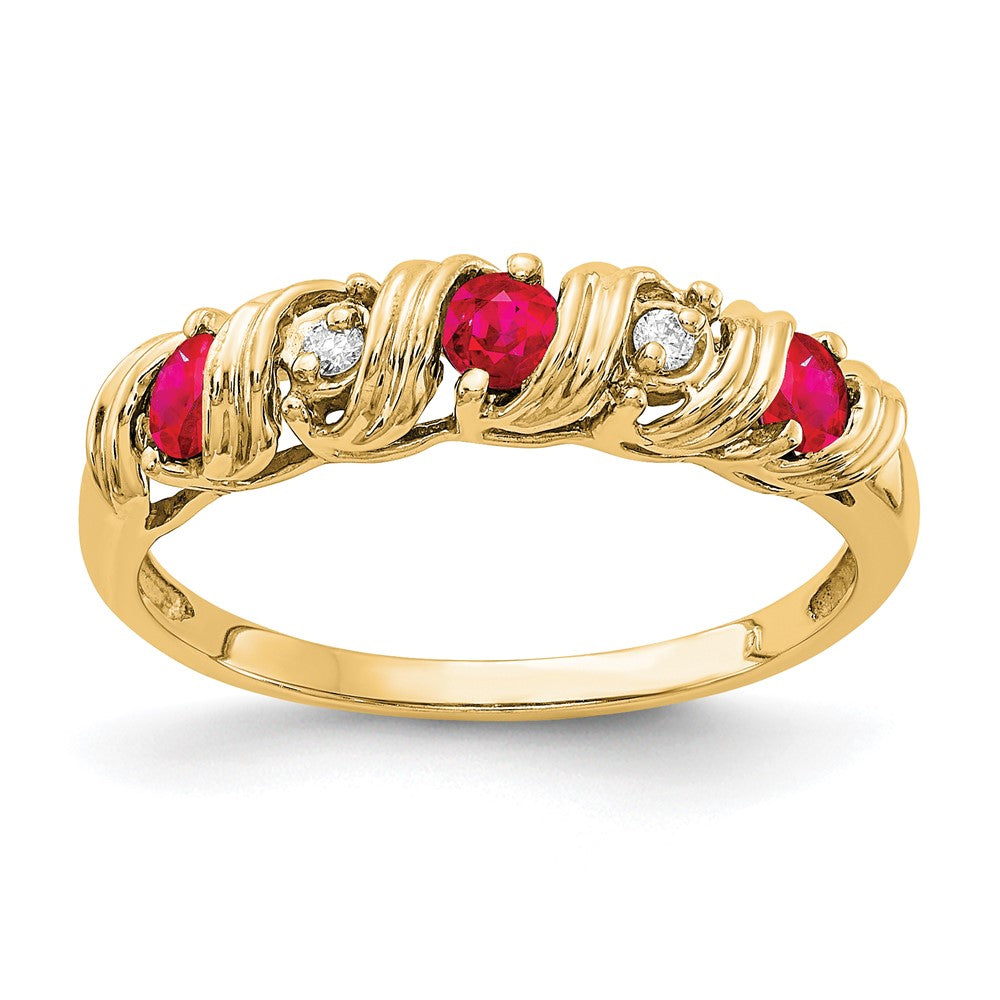 14k 2.75mm Ruby AAA Diamond ring